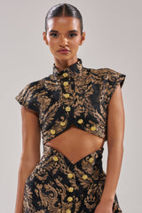 KAYLA BROCADE LONG SLEEVE BLOUSE