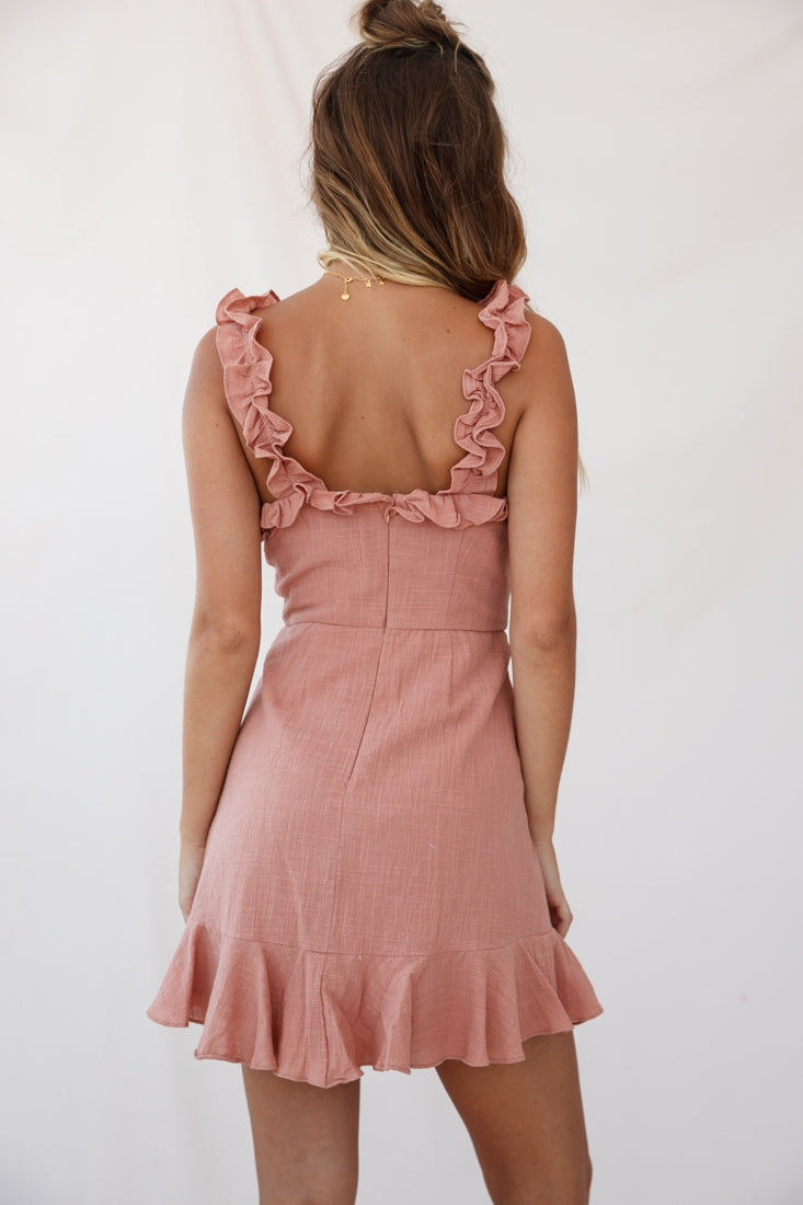Elah Frilly Mini Dress Rose
