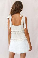Zambia Raw Edge Wrap Skirt White
