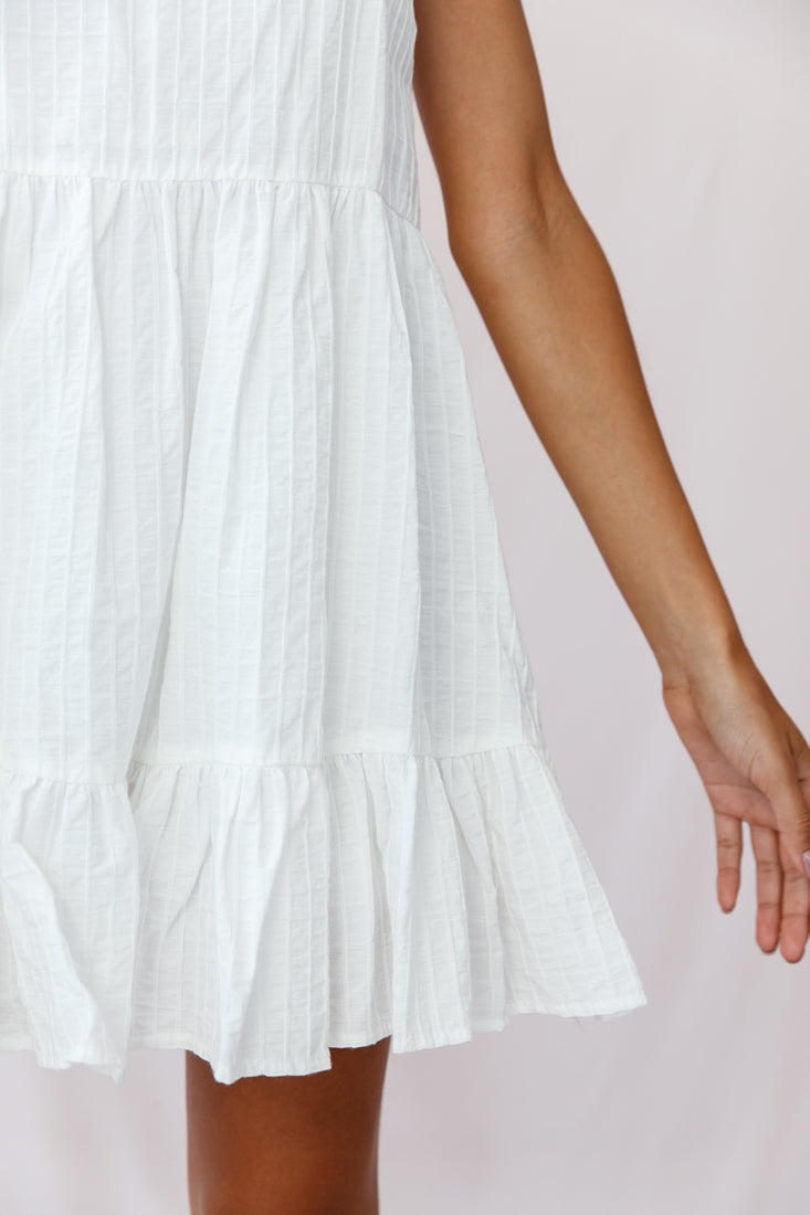 Heather Round Neck Swing Dress White