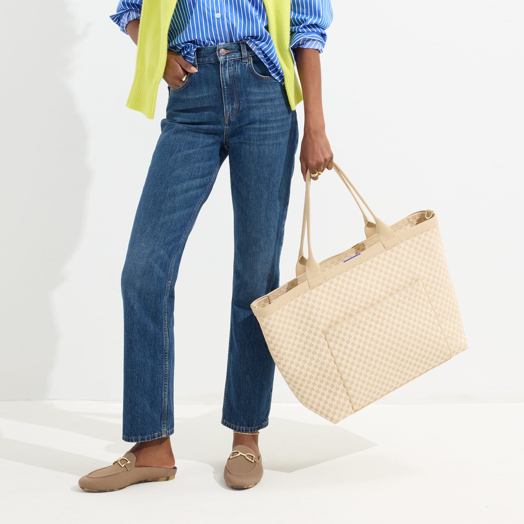 The Zip Travel Tote - Parchment Basketweave