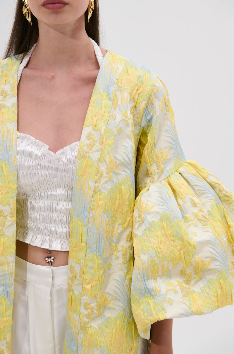 VENICE BROCADE PUFF SLEEVE DUSTER