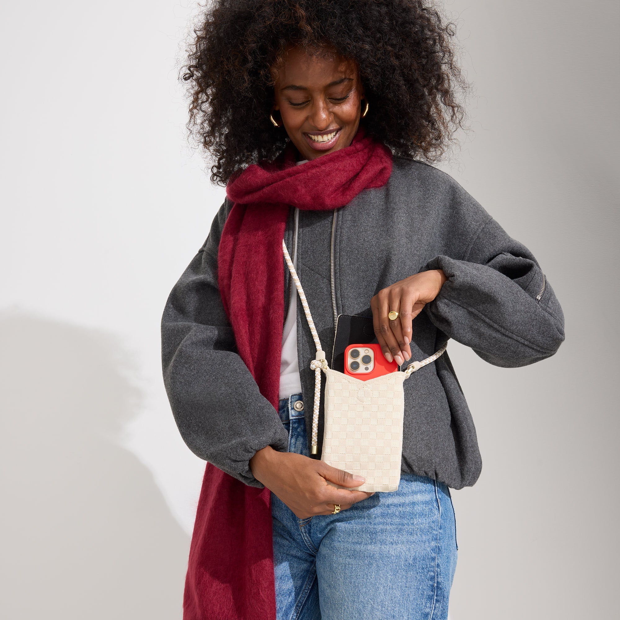 The Phone Crossbody - White Sand