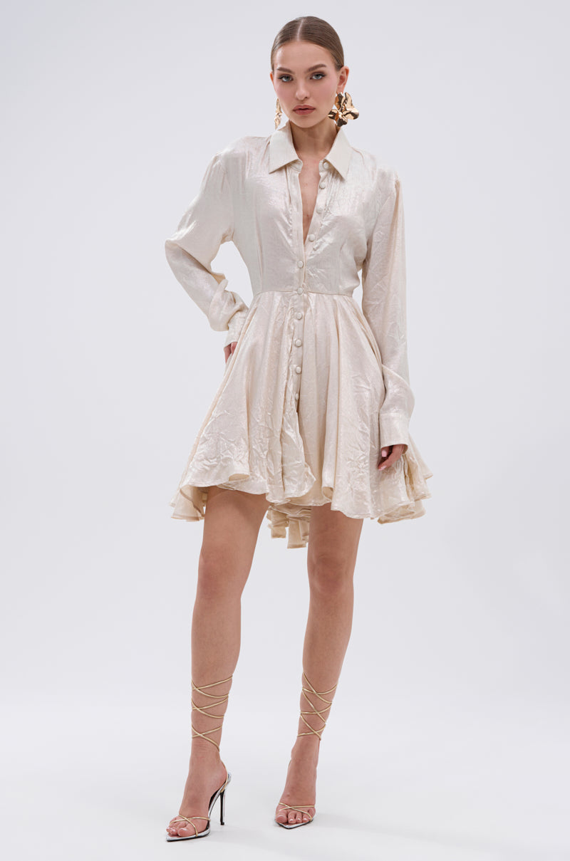 THE IT GIRL IVORY METALLIC MINI DRESS