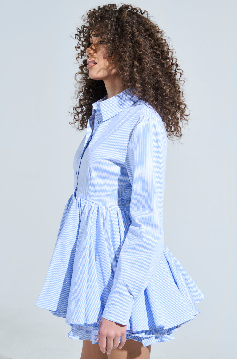 THE IT GIRL MINI DRESS IN STRIPED POPLIN