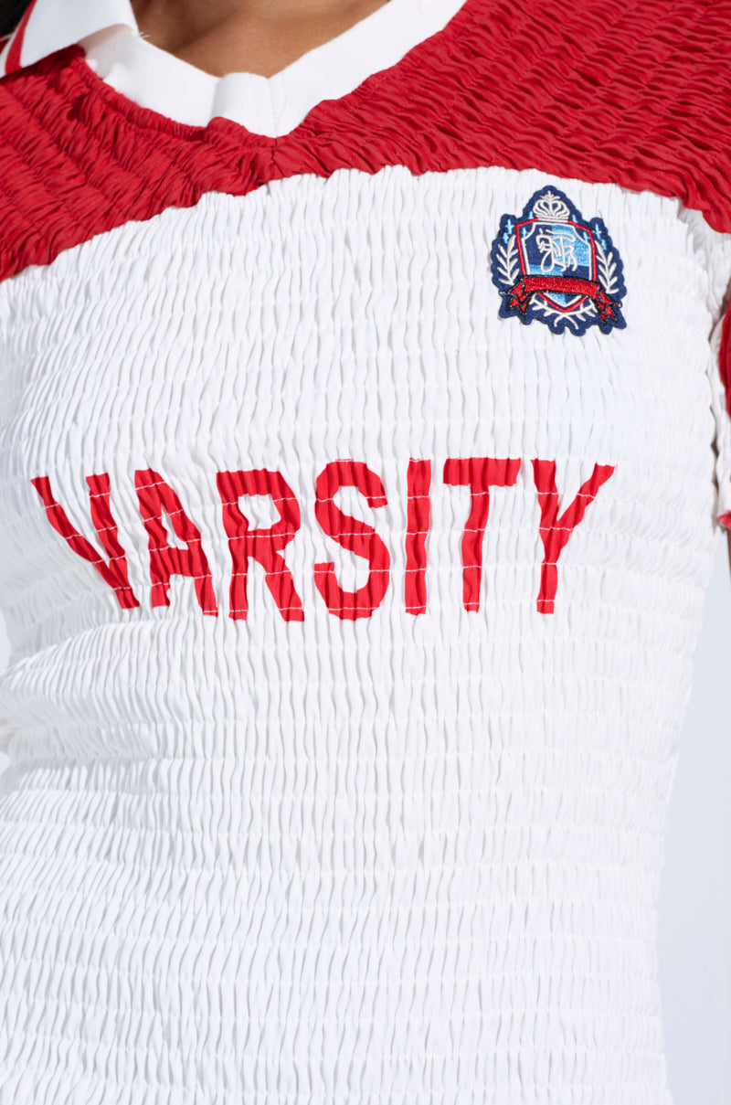 TEAM PLAYER SMOCKED JERSEY DRESS