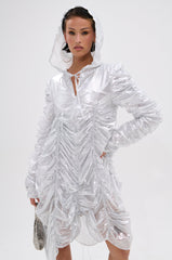 WAYS TO GO METALLIC ADJUSTABLE DRESS IN WHITE