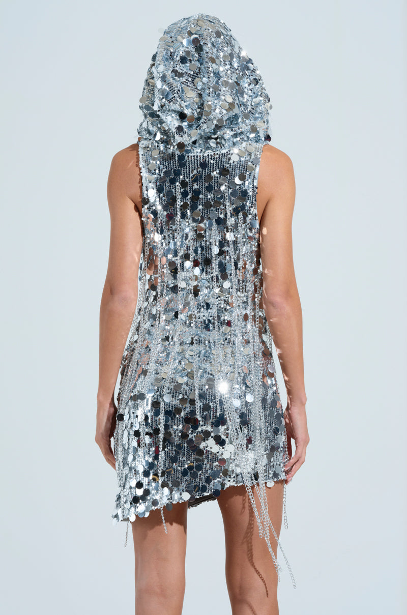 WON OF ONE SEQUIN CHAIN MINI DRESS