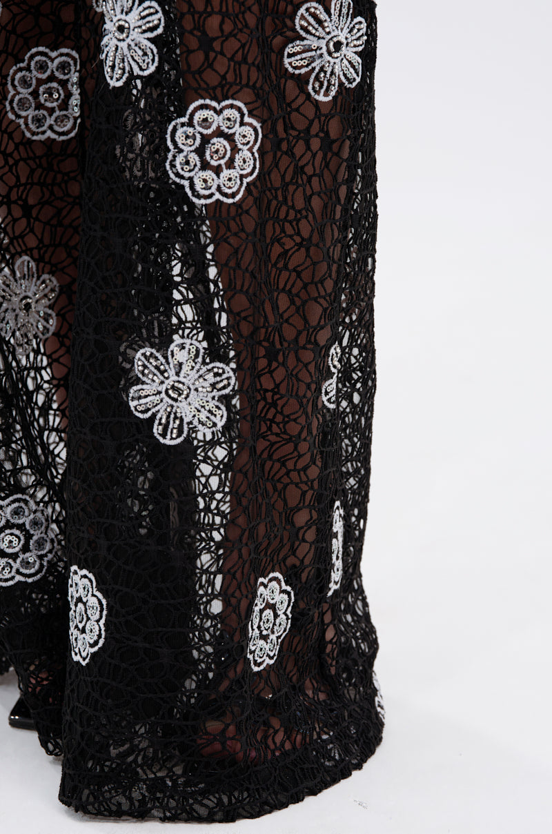 FLORAL SEQUIN MESH PANT