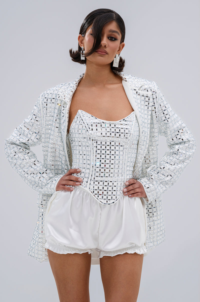 WHITE HOT EMBELLISHED BLAZER