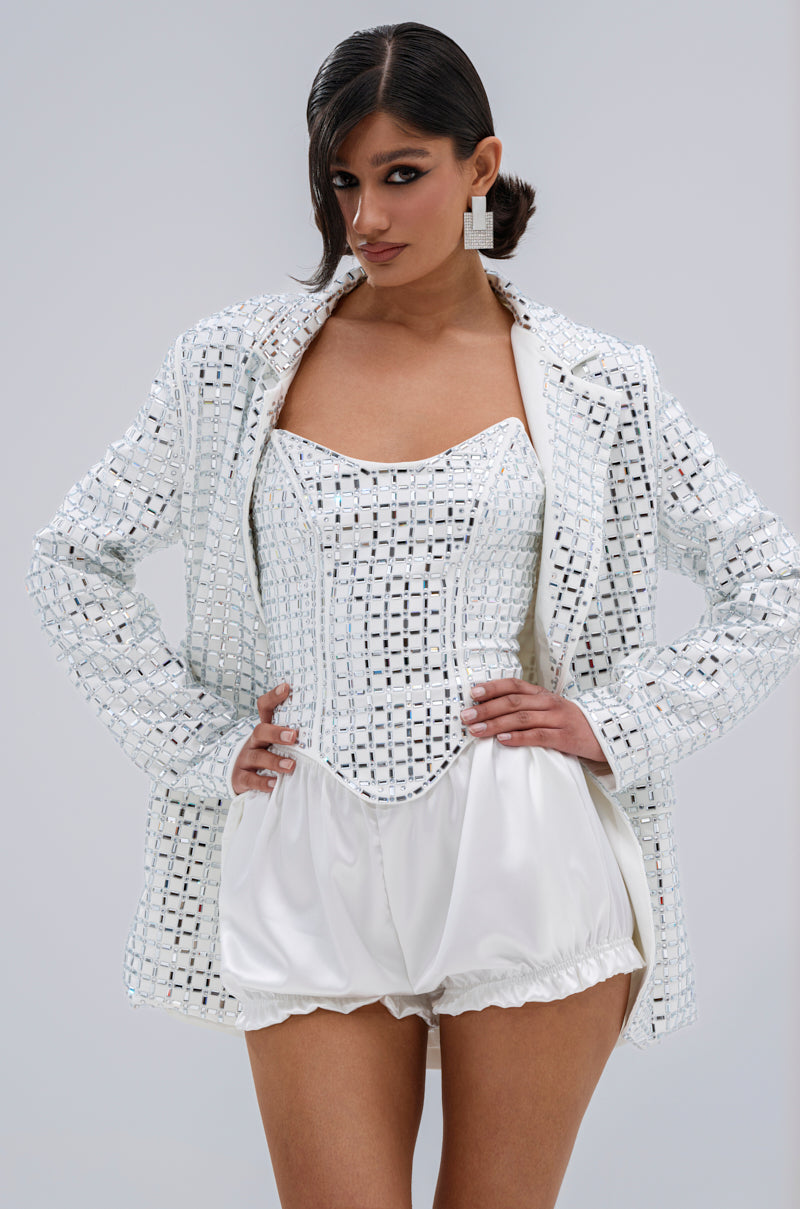 WHITE HOT EMBELLISHED BLAZER