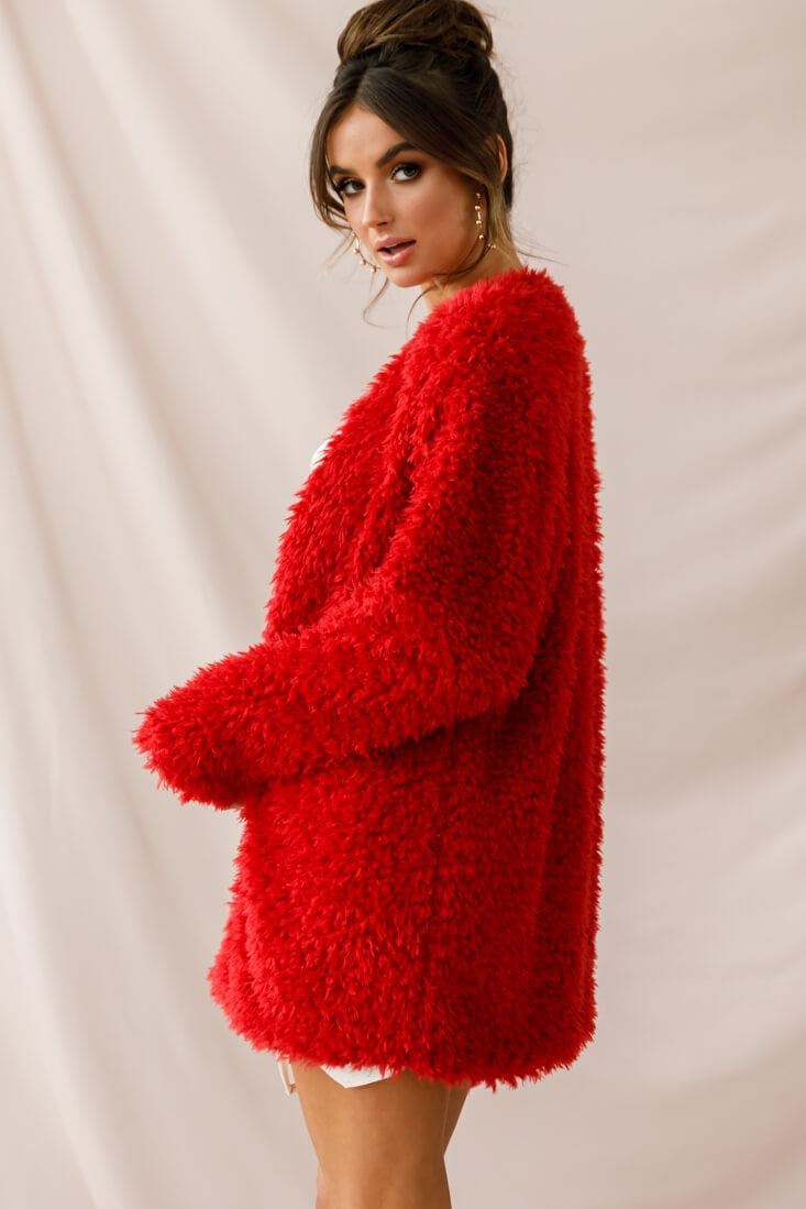 Ronan Fluffy Coat Red