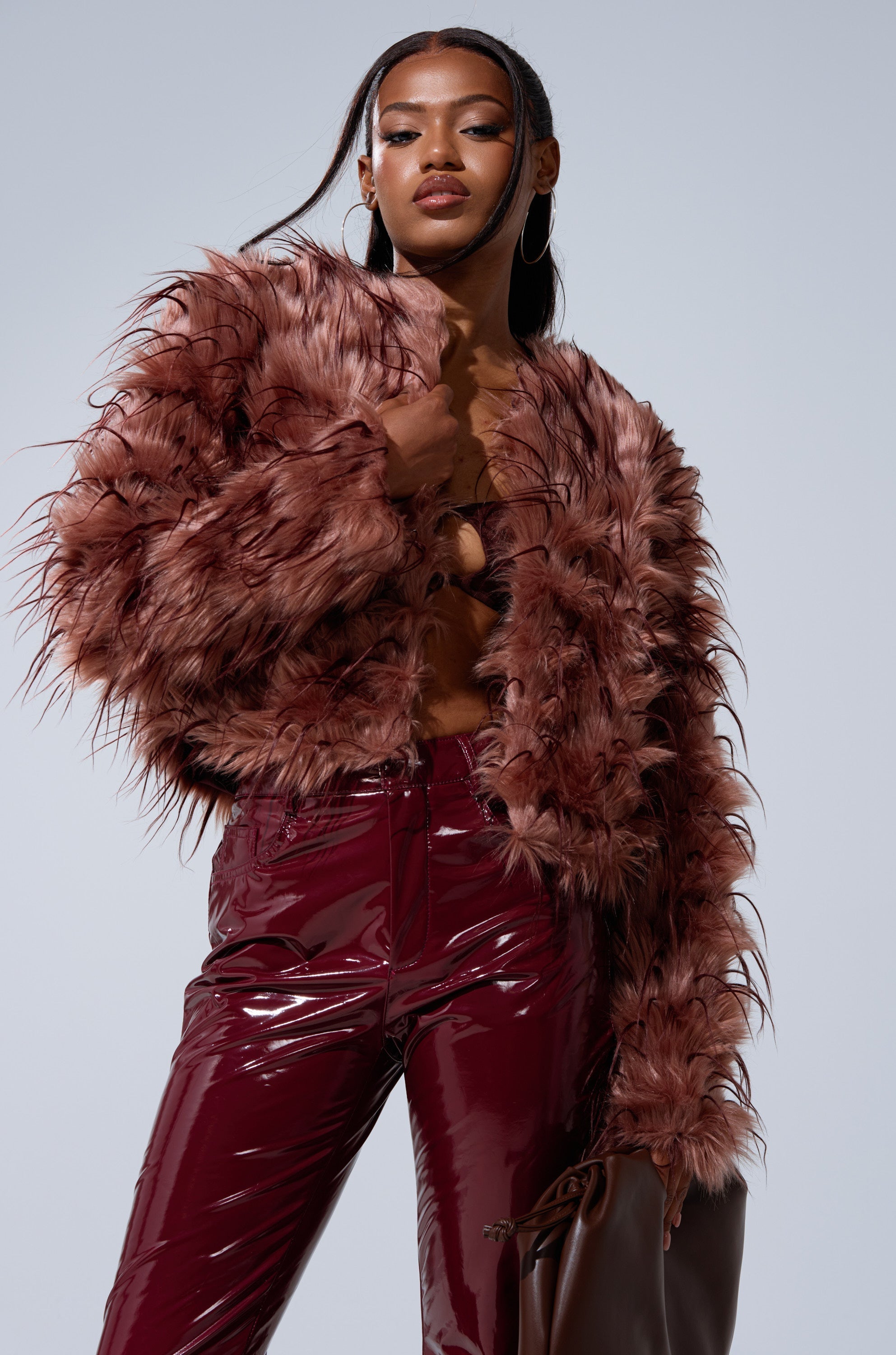 PIPER TEXTURED FAUX FUR COAT