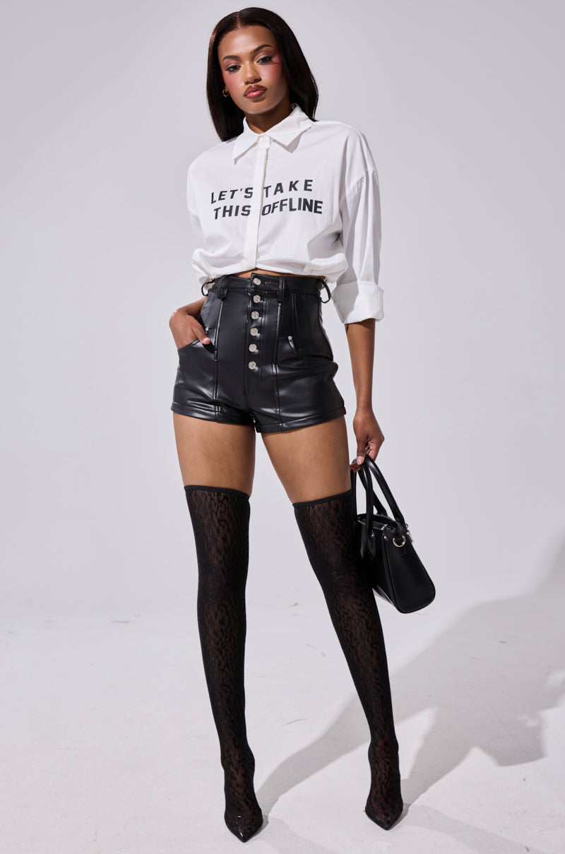 SKY HIGH FAUX LEATHER SHORTS