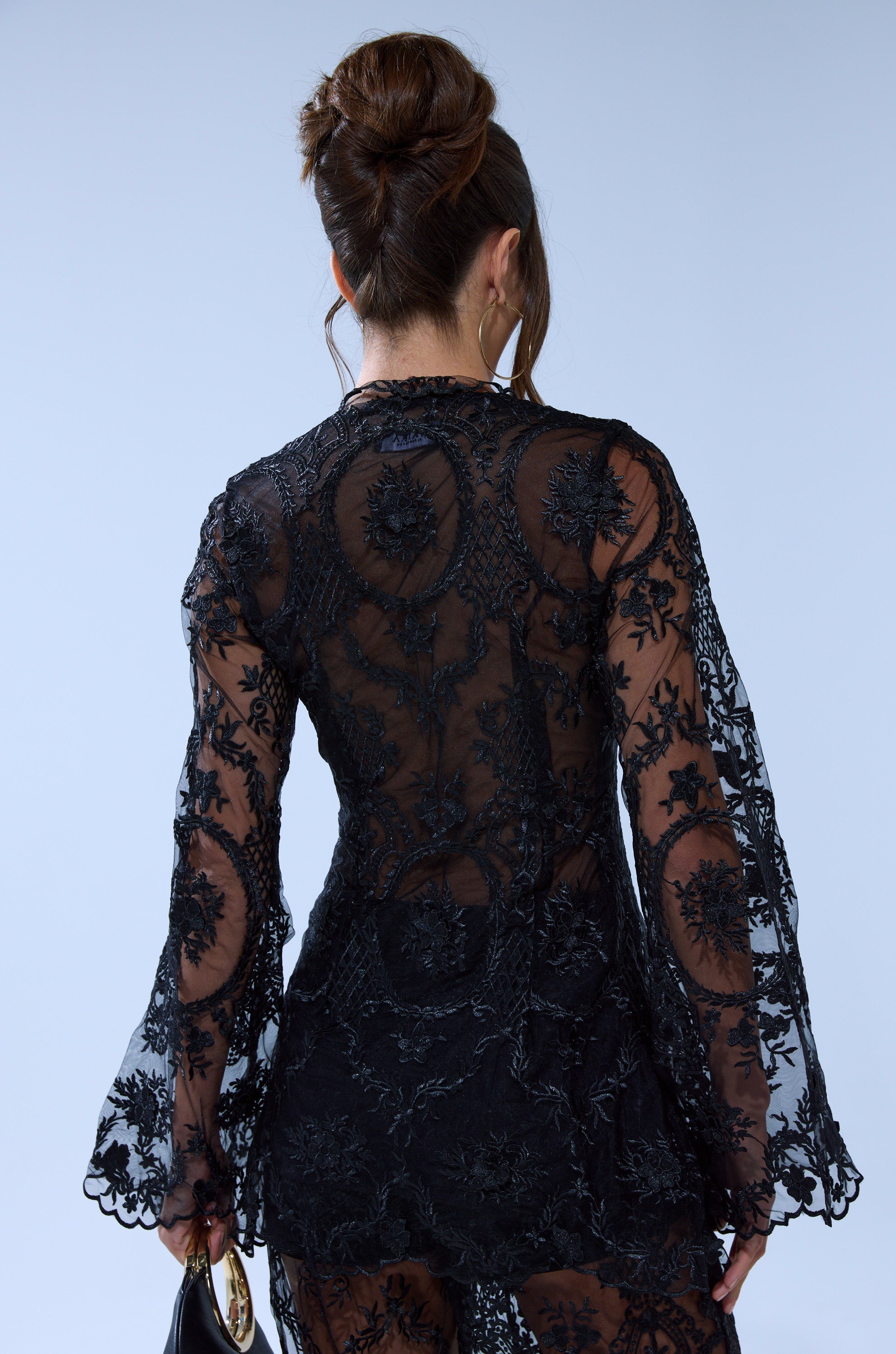 SUPER LUXE LACE TIE-FRONT BLOUSE