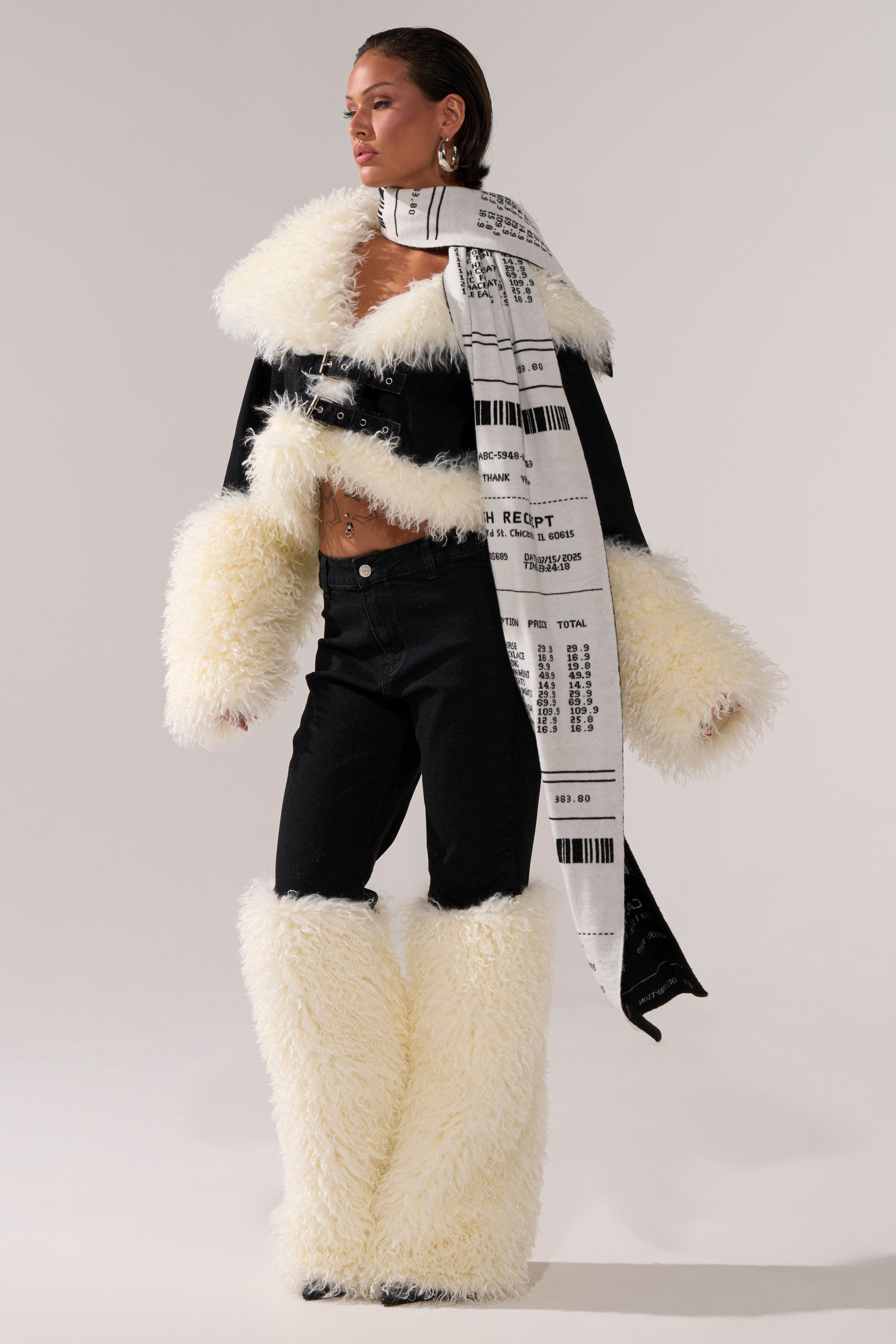 SITTING PRETTY FUR TRIM DENIM