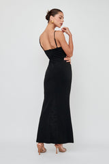 Well Versed Lace Split Maxi Dress Black