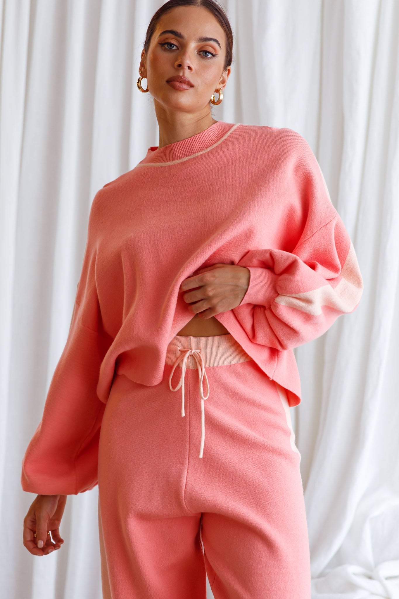Take Me Back Brushed Knit Jogger Pants Peach