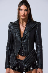 VORTEX FAUX LEATHER BLAZER