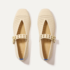 The Max Buckle Mary Jane - Off White Mesh