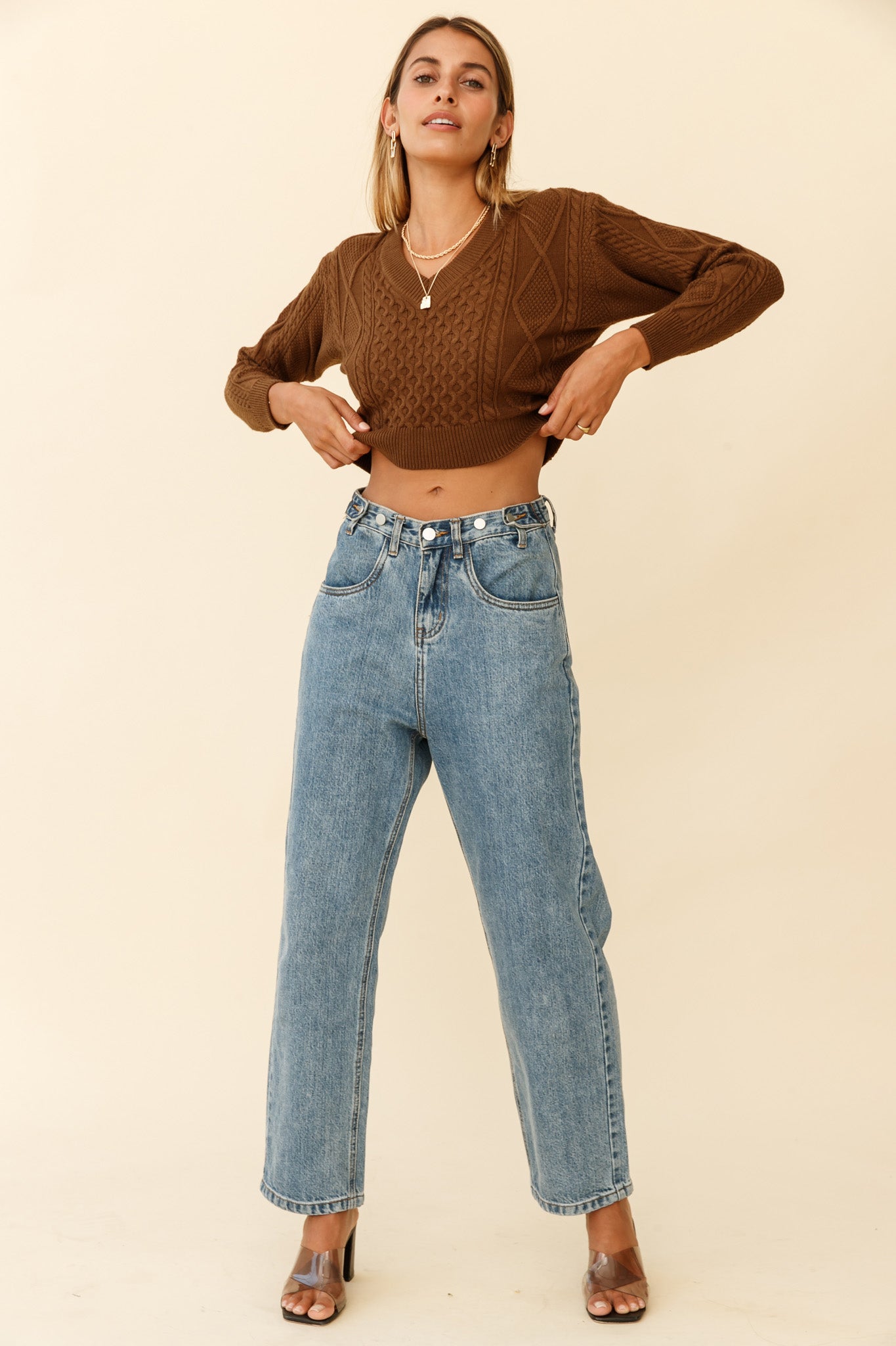 Dulce de Leche Long Sleeve Tie-Back Knit Sweater Olive