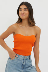 Flora Strapless Knit Top Orange