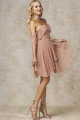 Whitney Deep V Polka Dot Dress Mocha
