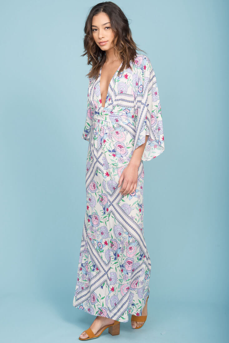 Kira Zip Up Maxi Dress Green