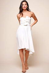 Monogram Strapless Midi Dress White