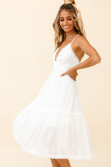 Laney Low Back Cami Strap Midi Dress White