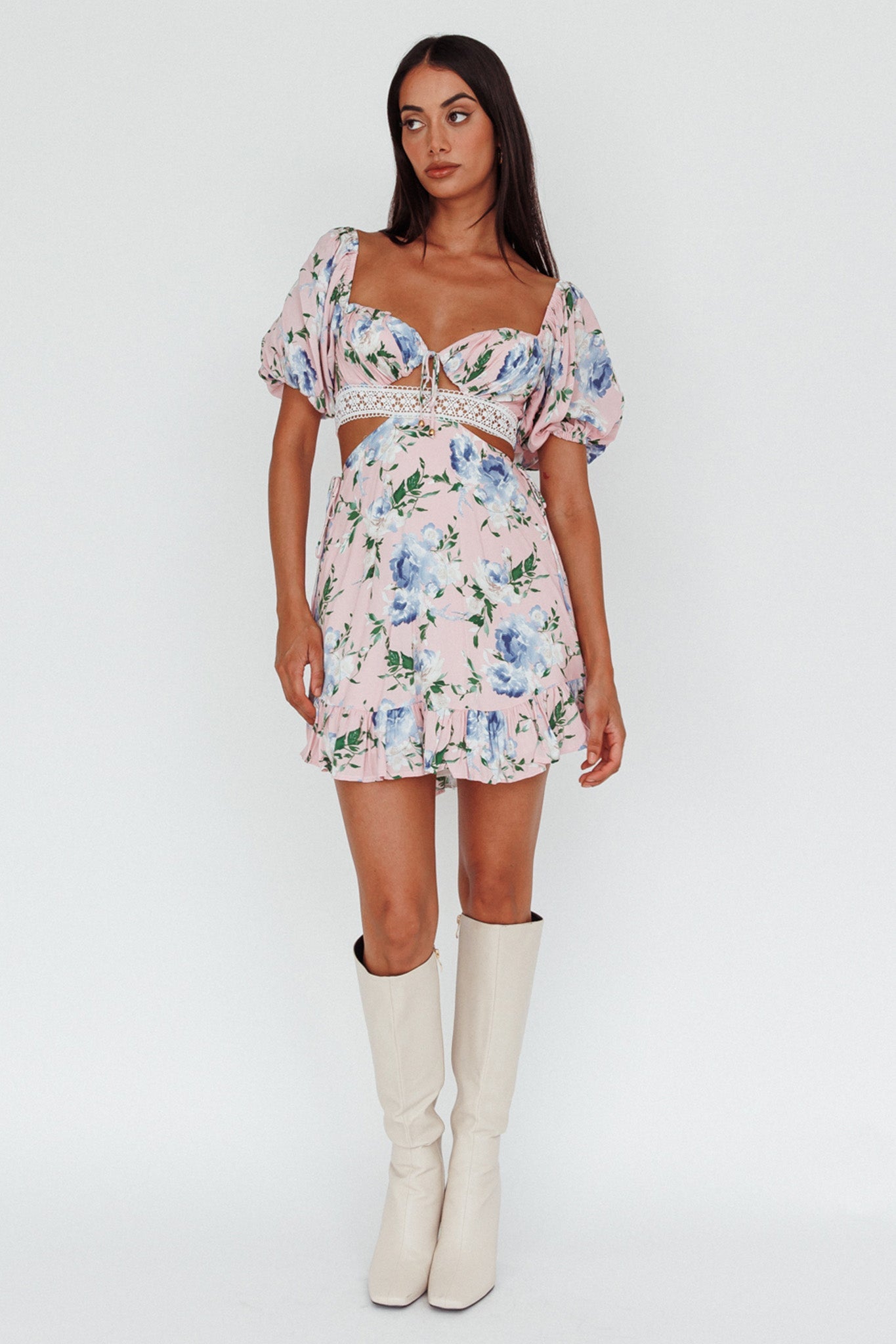 Sweet Romance Cut-Out Mini Dress Pink