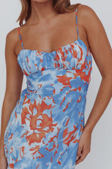 Nerida Twist Back Maxi Dress Abstract Blue
