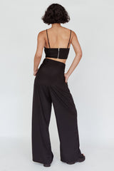 Regal Wide-Leg Mid Rise Pants Black