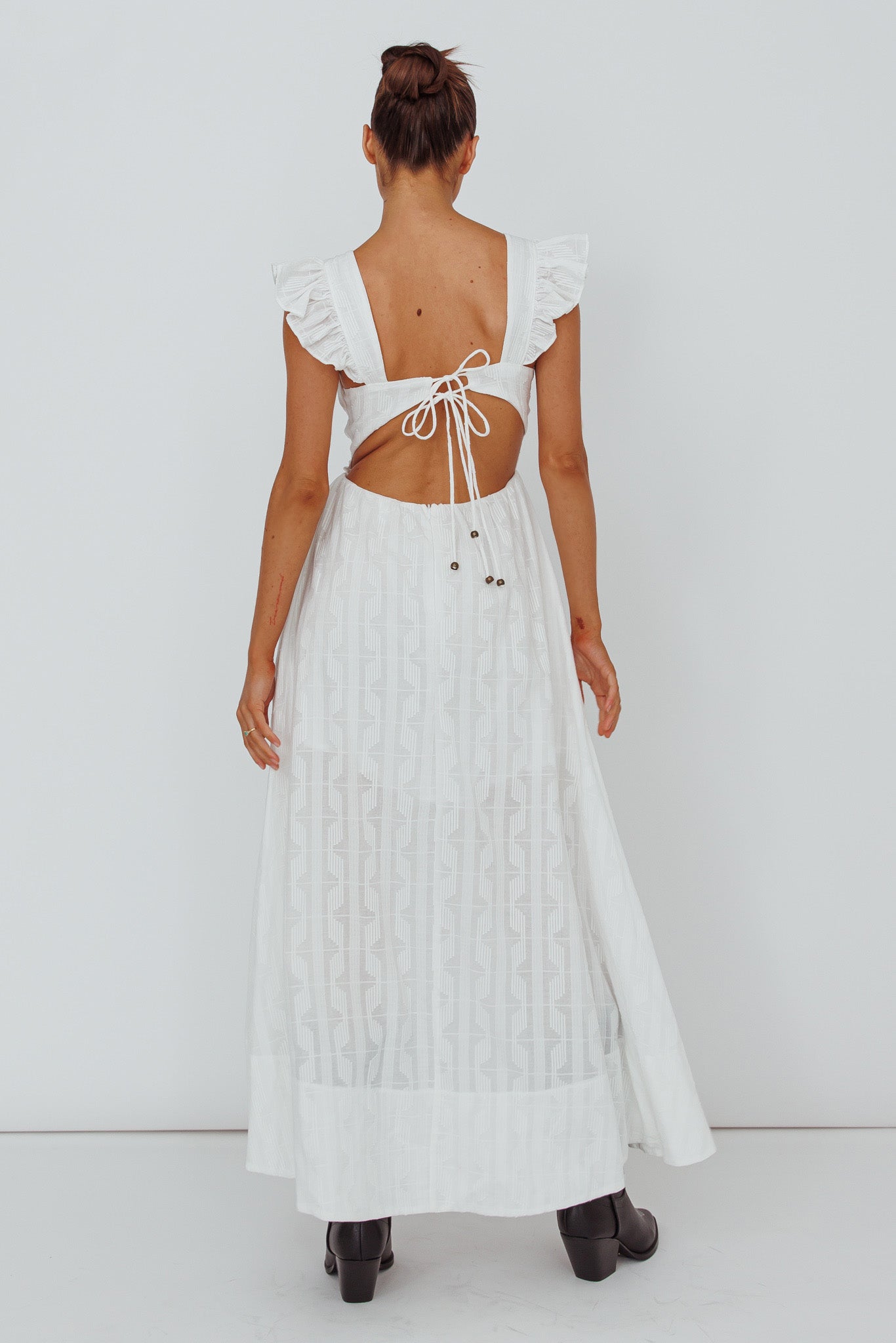 Greatest Hits Ruffle Strap Maxi Dress White