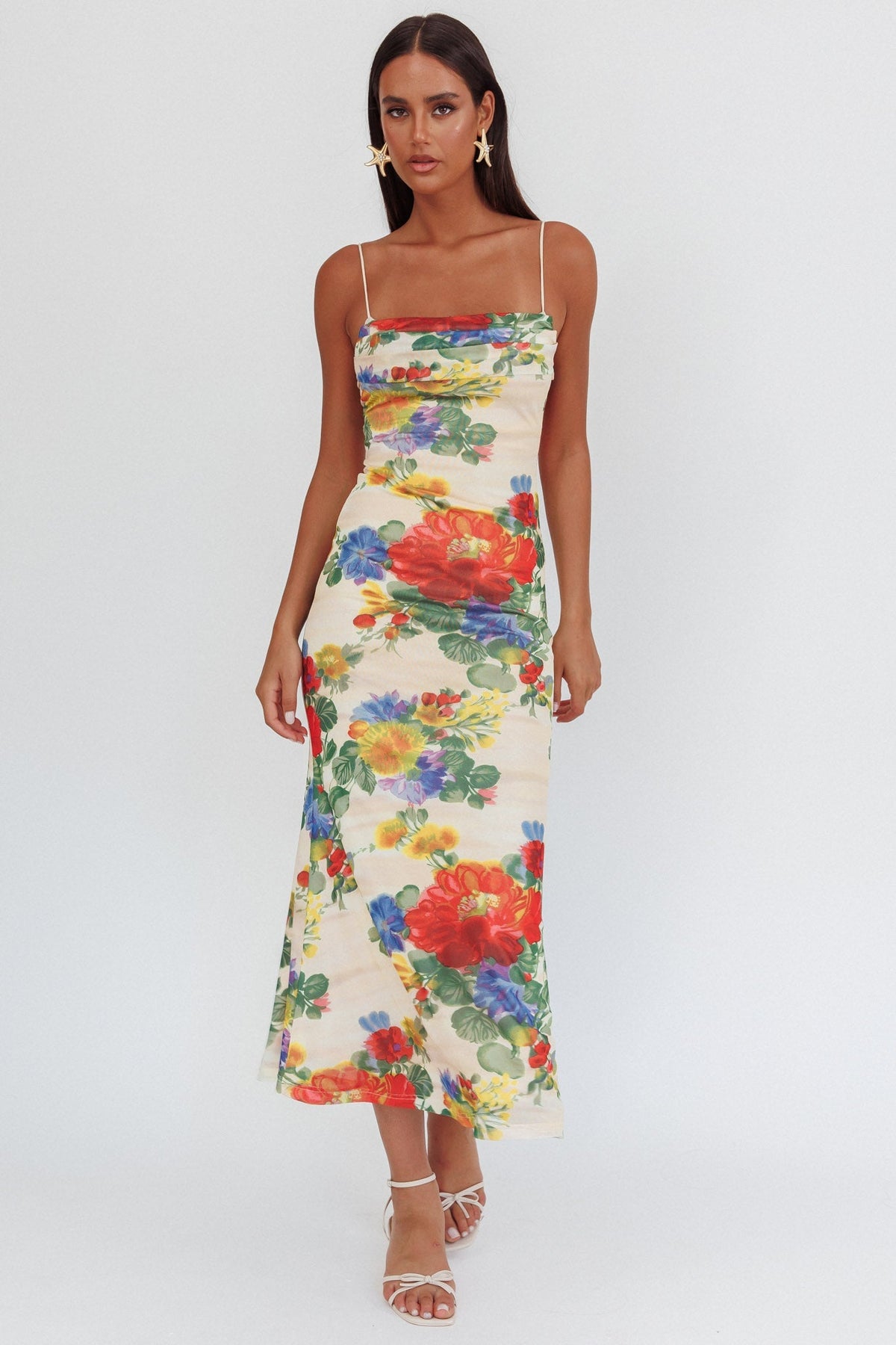 Days Ahead Mesh Overlay Maxi Dress Floral Pink