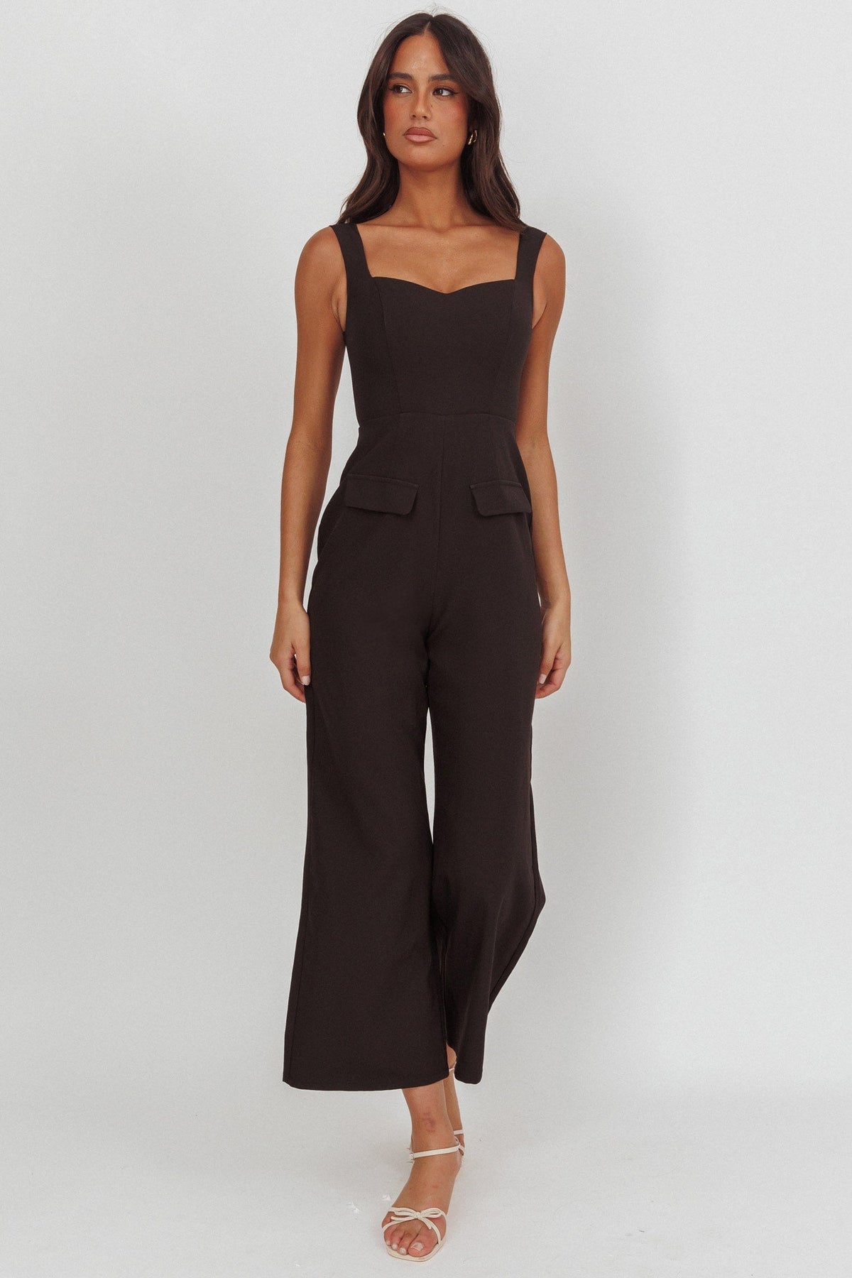 Atheena Faux Pocket Jumpsuit Black