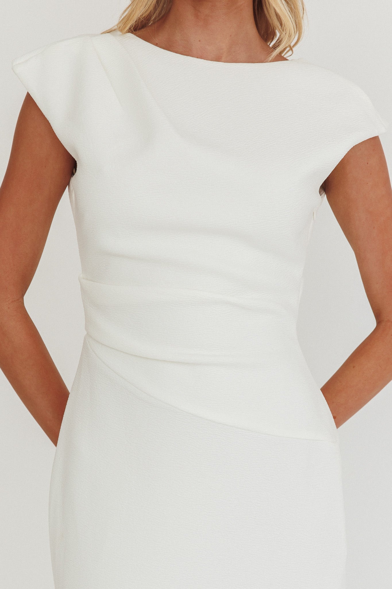 Zarae Cap Sleeve Surplice Back Maxi Dress White