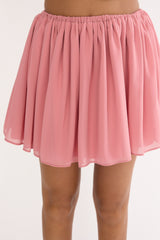 Sunset Serenade Elasticated Waist Mini Skirt Rose