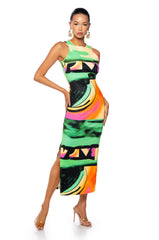 90'S BABY ABSTRACT PRINT MAXI DRESS