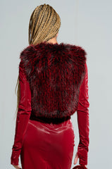 LIGHTS OUT FAUX FUR VEST IN RED