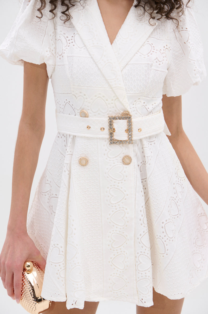 TRUE DELIGHT BELTED MINI DRESS