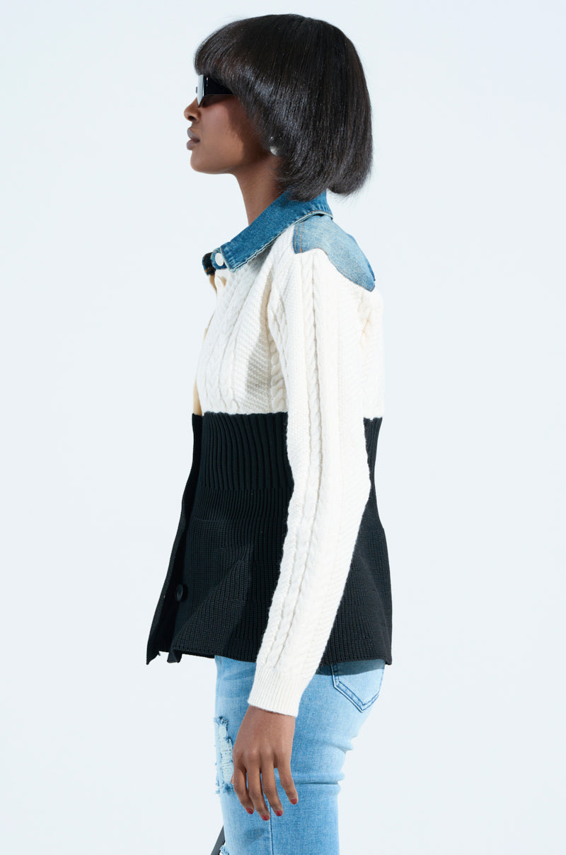 FINEST MOMENT PEPLUM DETAIL SWEATER IN IVORY