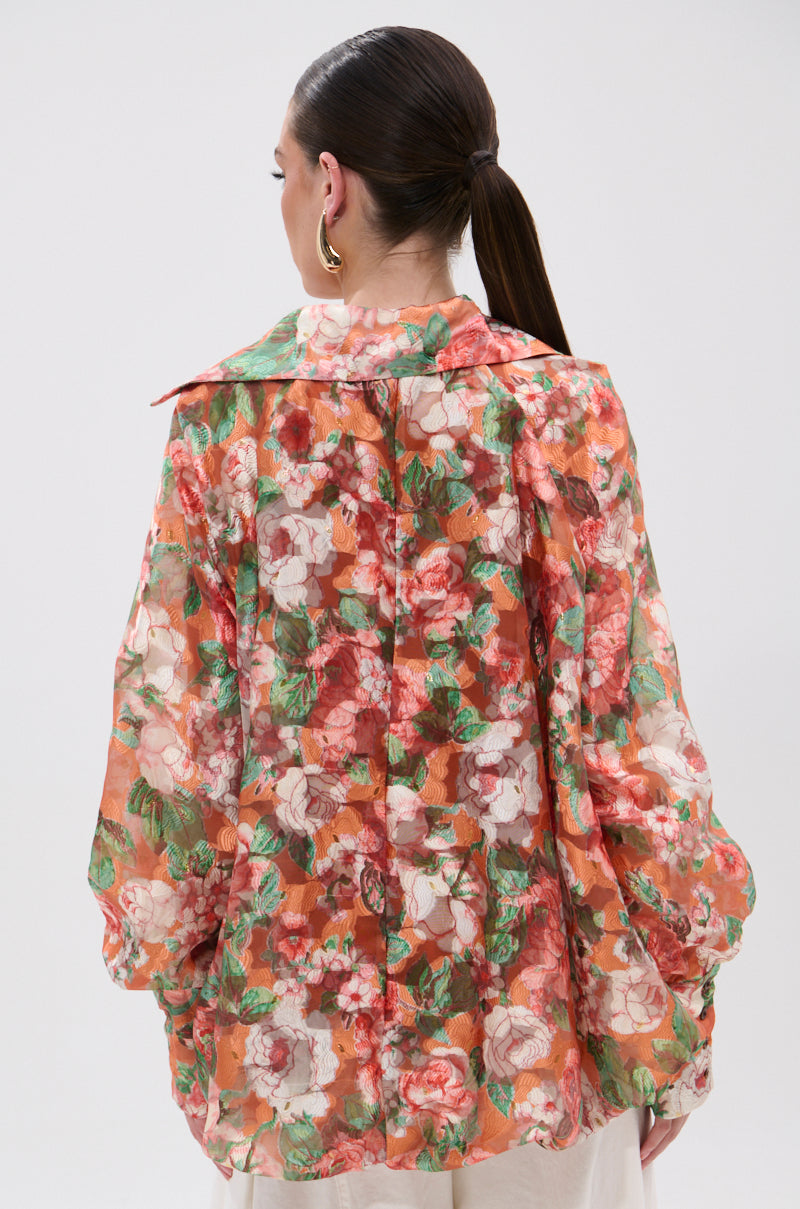 SUNSHINE FLORAL HIGH LOW BLOUSE