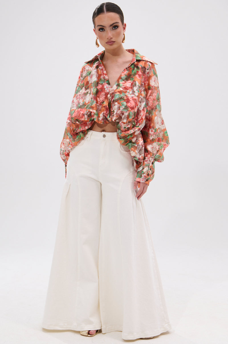 SUNSHINE FLORAL HIGH LOW BLOUSE
