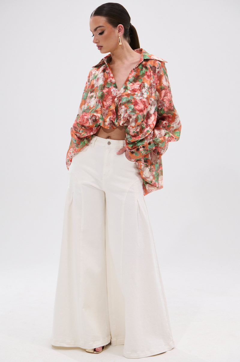 SUNSHINE FLORAL HIGH LOW BLOUSE