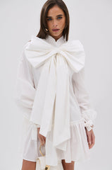 TAKE A BOW POPLIN MINI DRESS