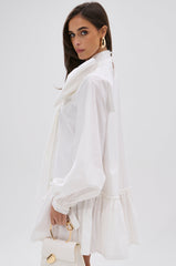 TAKE A BOW POPLIN MINI DRESS
