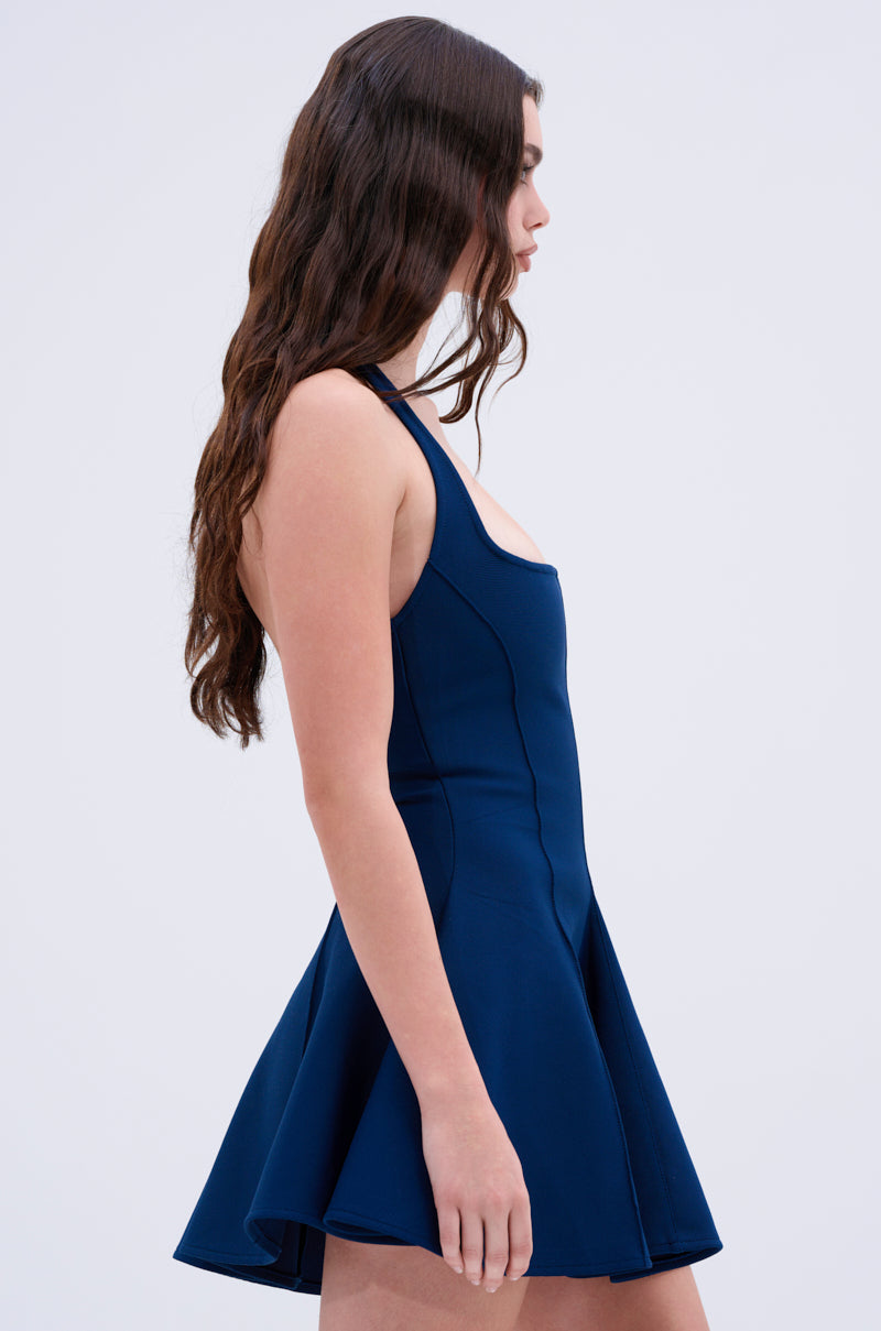 SHE'S A CLASSIC BANDAGE MINI DRESS IN NAVY