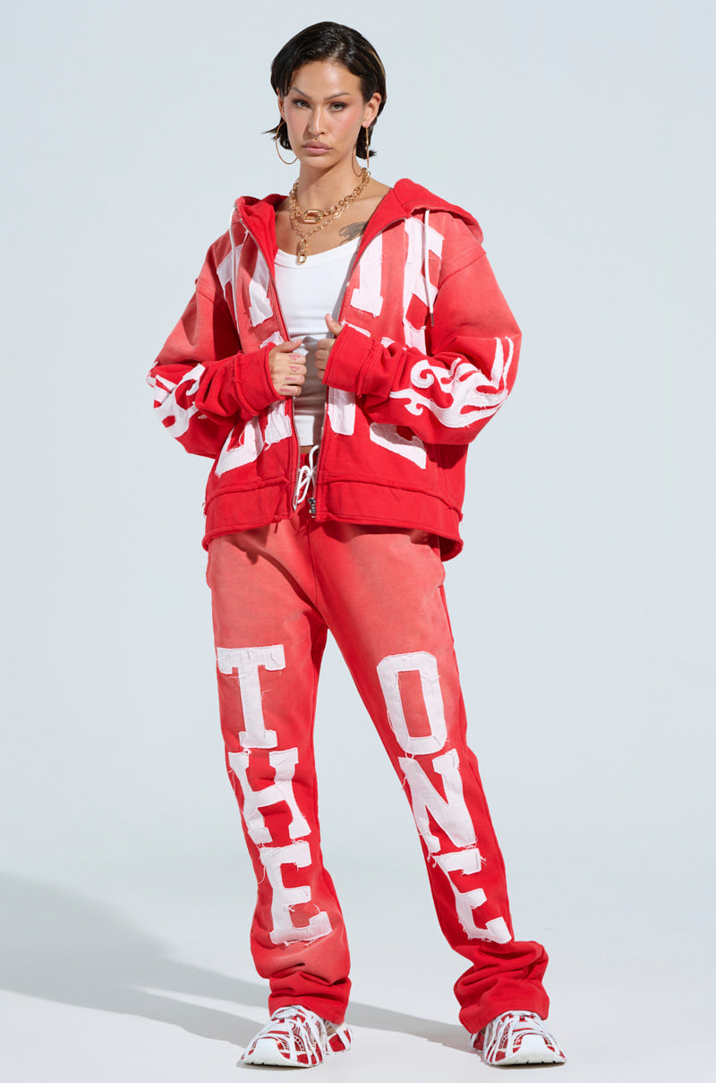 ONLY ONE ZIP UP SWEATSHIRT IN RED