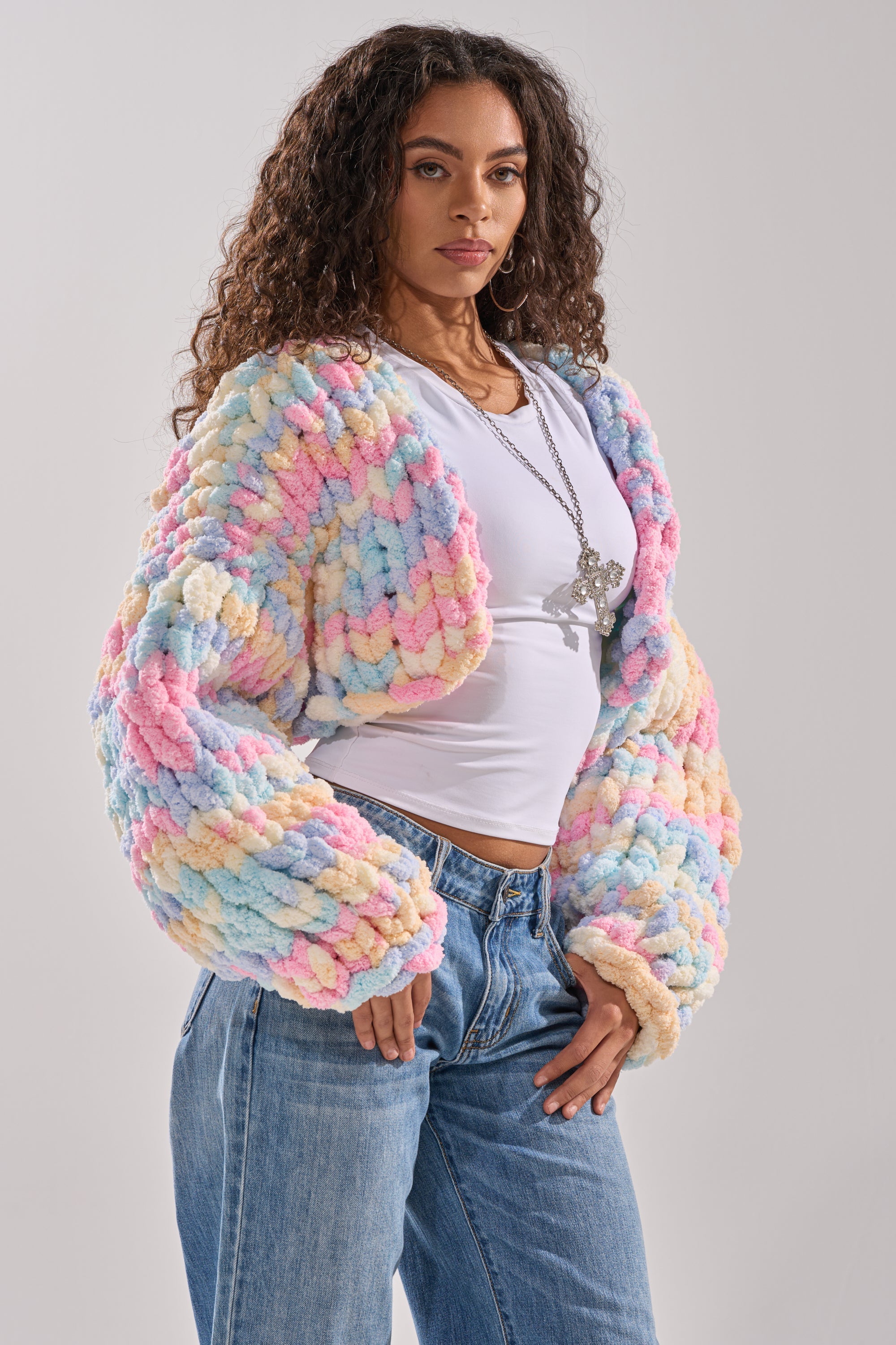 ALIA CHUNKY CHENILLE KNIT CARDIGAN